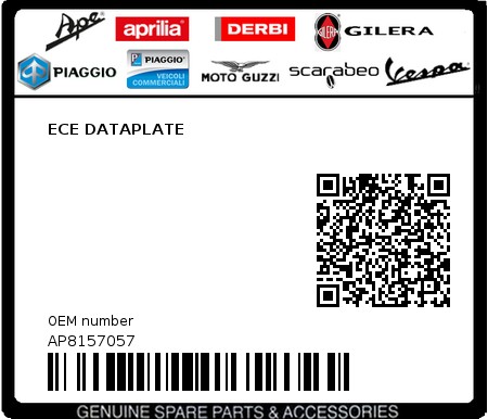 Product image: Aprilia - AP8157057 - ECE DATAPLATE 