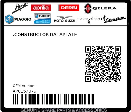 Product image: Aprilia - AP8157379 - .CONSTRUCTOR DATAPLATE  0