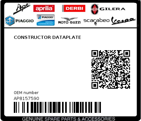 Product image: Aprilia - AP8157590 - CONSTRUCTOR DATAPLATE 