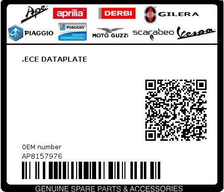 Product image: Aprilia - AP8157976 - .ECE DATAPLATE 