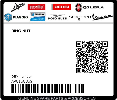 Product image: Aprilia - AP8158359 - RING NUT 