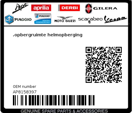 Product image: Aprilia - AP8158397 - .opbergruimte helmopberging  0