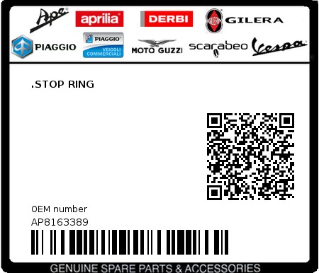 Product image: Aprilia - AP8163389 - .STOP RING 