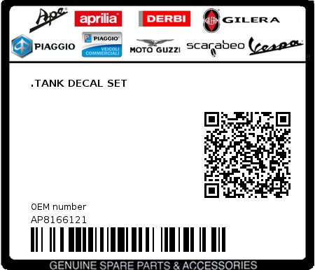 Product image: Aprilia - AP8166121 - .TANK DECAL SET 