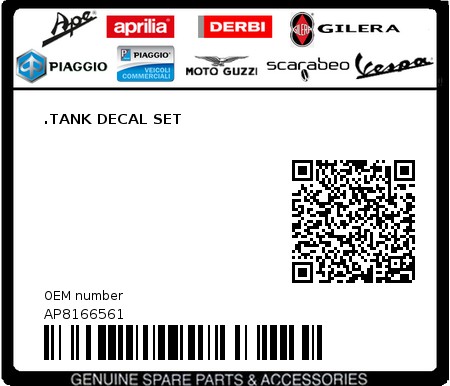 Product image: Aprilia - AP8166561 - .TANK DECAL SET 