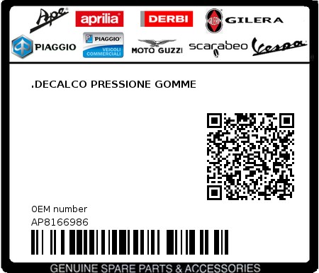 Product image: Aprilia - AP8166986 - .DECALCO PRESSIONE GOMME 