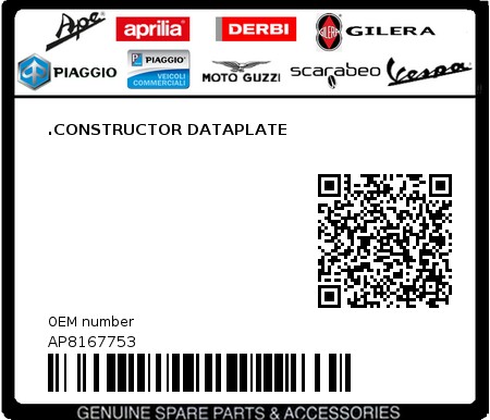 Product image: Aprilia - AP8167753 - .CONSTRUCTOR DATAPLATE 