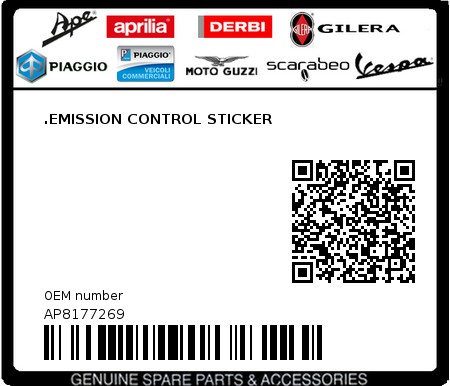 Product image: Aprilia - AP8177269 - .EMISSION CONTROL STICKER 