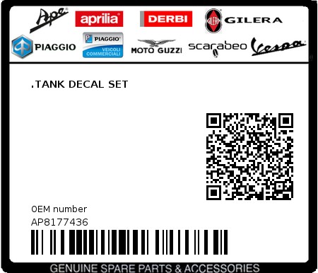 Product image: Aprilia - AP8177436 - .TANK DECAL SET  0