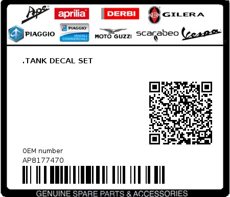 Product image: Aprilia - AP8177470 - .TANK DECAL SET  0