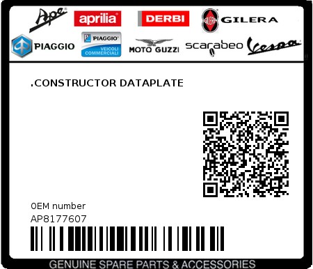 Product image: Aprilia - AP8177607 - .CONSTRUCTOR DATAPLATE 