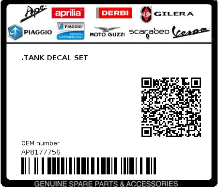 Product image: Aprilia - AP8177756 - .TANK DECAL SET  0