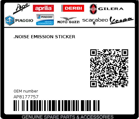 Product image: Aprilia - AP8177757 - .NOISE EMISSION STICKER 