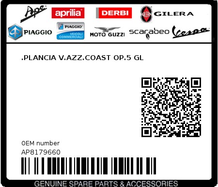 Product image: Aprilia - AP8179660 - .PLANCIA V.AZZ.COAST OP.5 GL 