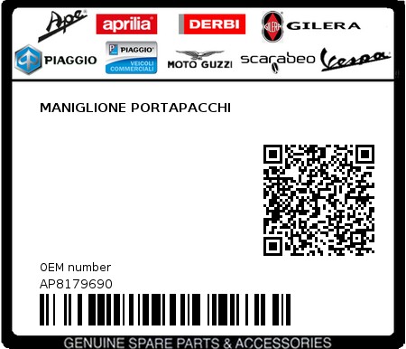 Product image: Aprilia - AP8179690 - MANIGLIONE PORTAPACCHI 