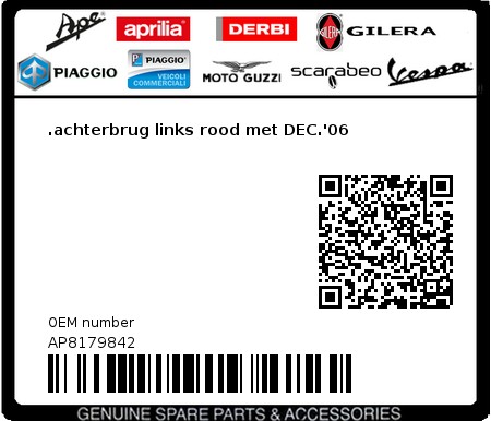 Product image: Aprilia - AP8179842 - .achterbrug links rood met DEC.'06  0