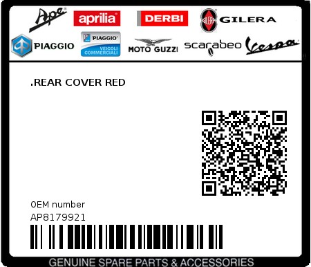 Product image: Aprilia - AP8179921 - .REAR COVER RED  0
