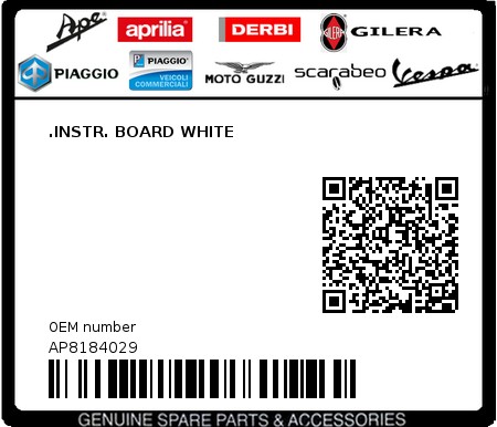 Product image: Aprilia - AP8184029 - .INSTR. BOARD WHITE 