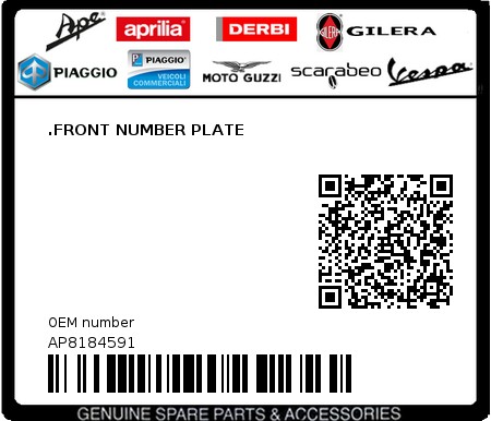 Product image: Aprilia - AP8184591 - .FRONT NUMBER PLATE 