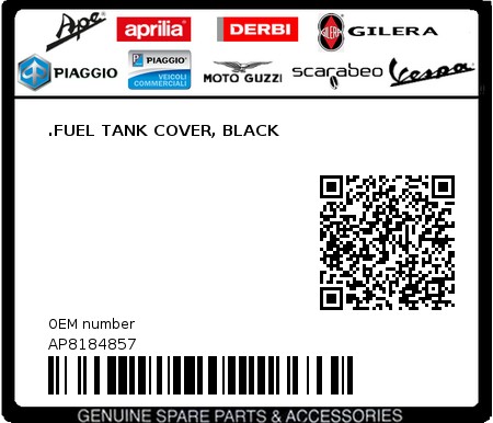 Product image: Aprilia - AP8184857 - .FUEL TANK COVER, BLACK  0