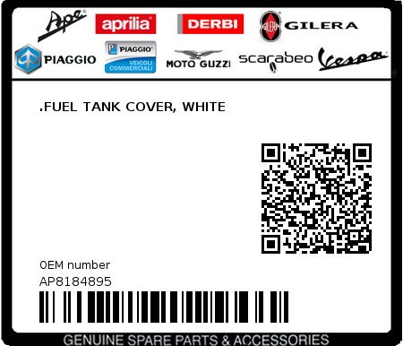 Product image: Aprilia - AP8184895 - .FUEL TANK COVER, WHITE  0