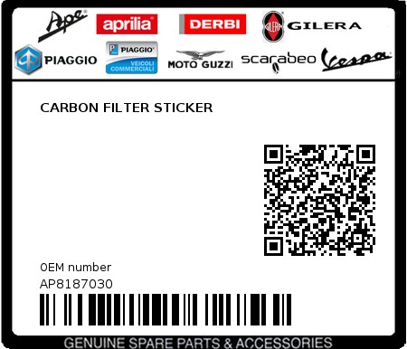 Product image: Aprilia - AP8187030 - CARBON FILTER STICKER 