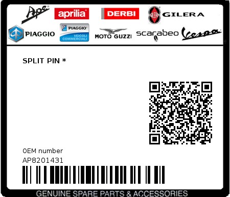 Product image: Aprilia - AP8201431 - SPLIT PIN * 