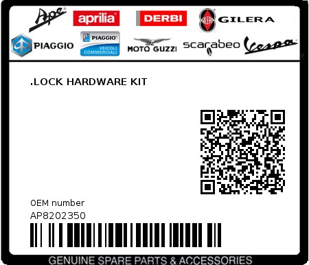 Product image: Aprilia - AP8202350 - .LOCK HARDWARE KIT 