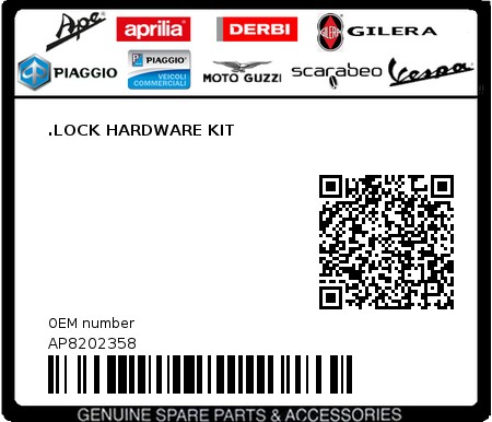 Product image: Aprilia - AP8202358 - .LOCK HARDWARE KIT  0