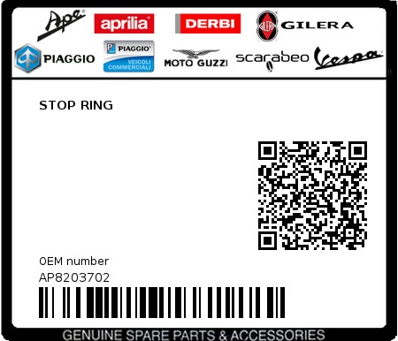 Product image: Aprilia - AP8203702 - STOP RING 