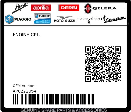 Product image: Aprilia - AP8222354 - ENGINE CPL. 