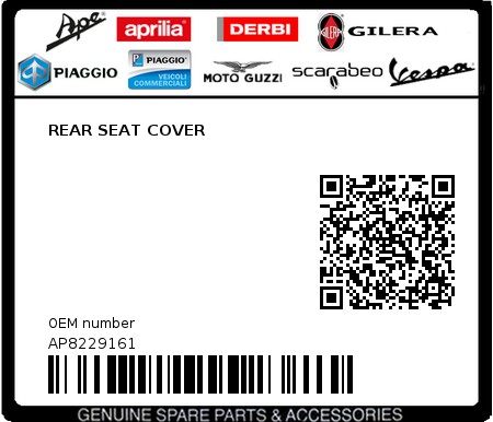 Product image: Aprilia - AP8229161 - REAR SEAT COVER 