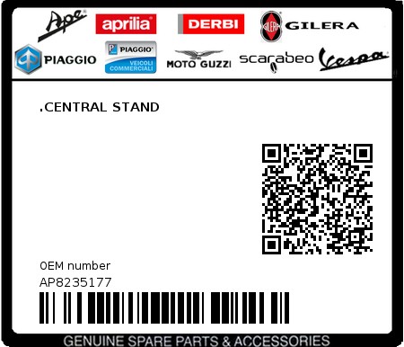 Product image: Aprilia - AP8235177 - .CENTRAL STAND 