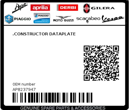 Product image: Aprilia - AP8237947 - .CONSTRUCTOR DATAPLATE  0