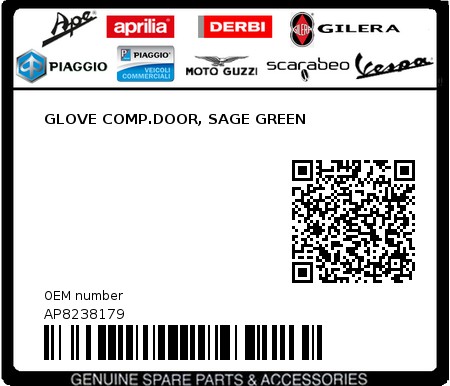 Product image: Aprilia - AP8238179 - GLOVE COMP.DOOR, SAGE GREEN 