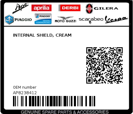 Product image: Aprilia - AP8238412 - INTERNAL SHIELD, CREAM  0