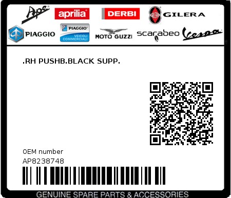 Product image: Aprilia - AP8238748 - .RH PUSHB.BLACK SUPP. 