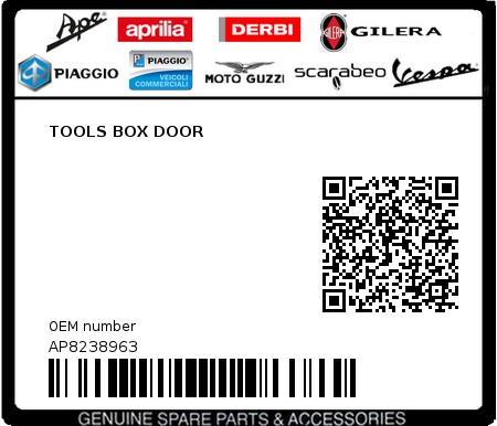 Product image: Aprilia - AP8238963 - TOOLS BOX DOOR 