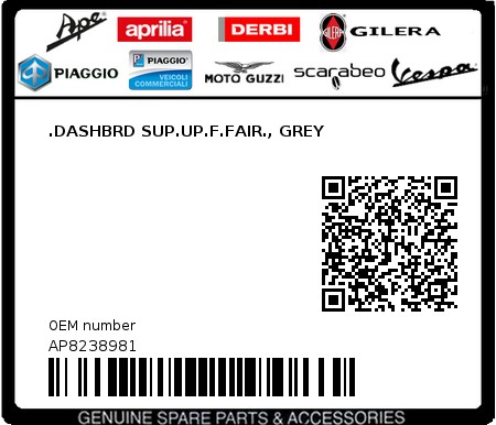 Product image: Aprilia - AP8238981 - .DASHBRD SUP.UP.F.FAIR., GREY 