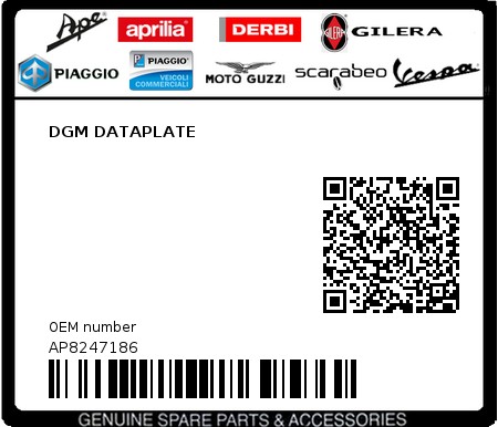 Product image: Aprilia - AP8247186 - DGM DATAPLATE 