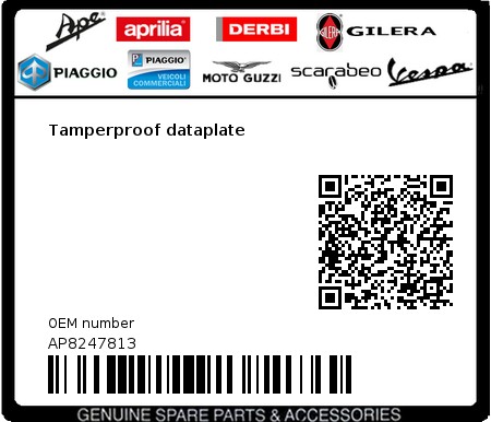 Product image: Aprilia - AP8247813 - Tamperproof dataplate 