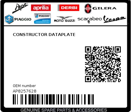 Product image: Aprilia - AP8257628 - CONSTRUCTOR DATAPLATE 