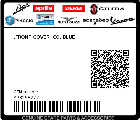 Product image: Aprilia - AP8258277 - .FRONT COVER, CO. BLUE 