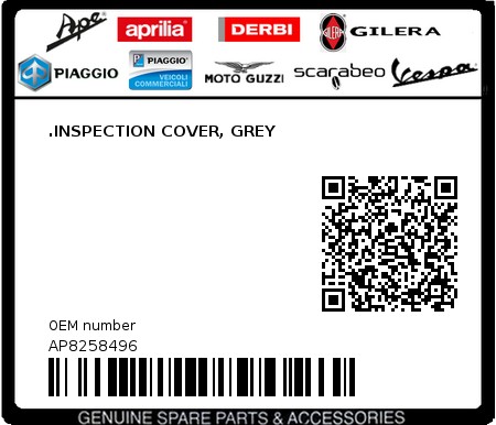 Product image: Aprilia - AP8258496 - .INSPECTION COVER, GREY 