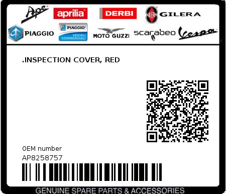 Product image: Aprilia - AP8258757 - .INSPECTION COVER, RED 