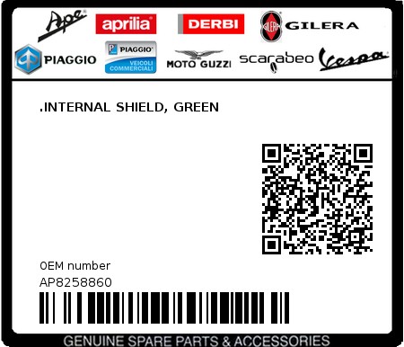 Product image: Aprilia - AP8258860 - .INTERNAL SHIELD, GREEN 