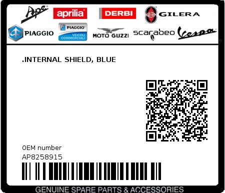 Product image: Aprilia - AP8258915 - .INTERNAL SHIELD, BLUE 