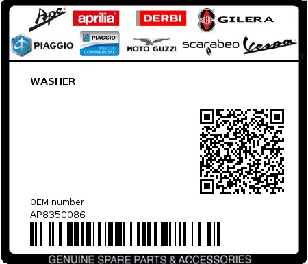 Product image: Aprilia - AP8350086 - WASHER  