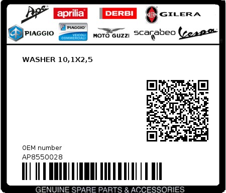 Product image: Aprilia - AP8550028 - WASHER 10,1X2,5 