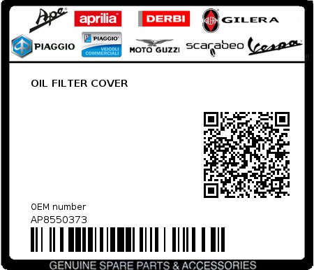 Product image: Aprilia - AP8550373 - OIL FILTER COVER 